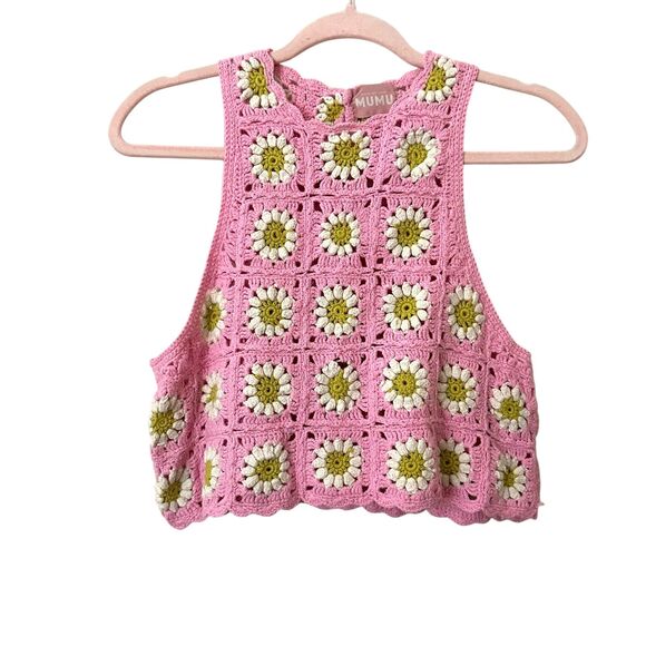 SHOW ME YOUR MUMU Laguna Crochet Floral Top Large - Picture 2 of 5